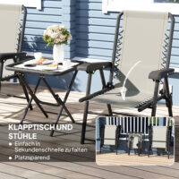 Bistro Set 3-teilig klappbar wetterfest für Garten Balkon dunkelgrau