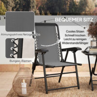 Bistro Set 3-teilig klappbar wetterfest für Garten Balkon dunkelgrau