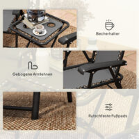 Bistro Set 3-teilig klappbar wetterfest für Garten Balkon dunkelgrau