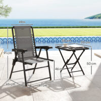 Bistro Set 3-teilig klappbar wetterfest für Garten Balkon dunkelgrau
