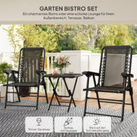 Bistro Set Garten klappbar wetterfest 3-teilig schwarz