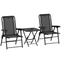 Bistro Set Garten klappbar wetterfest 3-teilig schwarz