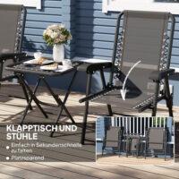 Bistro Set Garten klappbar wetterfest 3-teilig schwarz