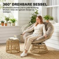 Bistro-Set wetterfest mit Polster für Balkon und Terrasse natur