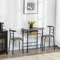 Kompaktes & modernes schwarzes Bistro-Set mit 1 Tisch + 2 Stühlen.