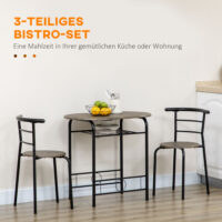 Kompaktes & modernes schwarzes Bistro-Set mit 1 Tisch + 2 Stühlen.