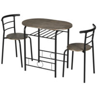 Kompaktes & modernes schwarzes Bistro-Set mit 1 Tisch + 2 Stühlen.