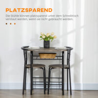 Kompaktes & modernes schwarzes Bistro-Set mit 1 Tisch + 2 Stühlen.