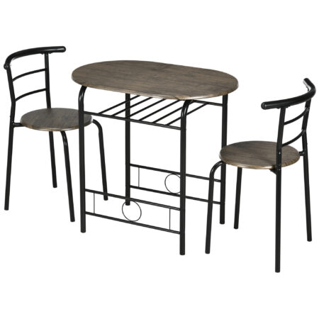 Kompaktes & modernes schwarzes Bistro-Set mit 1 Tisch + 2 Stühlen.