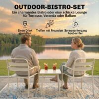 Bistroset Gartenmöbel Set mit Glastisch rostbeständig 3-teilig Metall