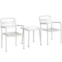 Bistroset Gartenmöbel Set mit Glastisch rostbeständig 3-teilig Metall
