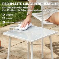 Bistroset Gartenmöbel Set mit Glastisch rostbeständig 3-teilig Metall