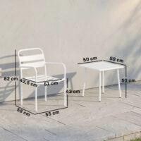 Bistroset Gartenmöbel Set mit Glastisch rostbeständig 3-teilig Metall
