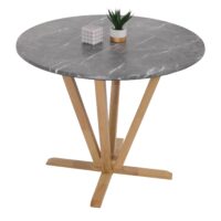 Bistrotisch Esstisch Massivholz HPL Laminat Ø92cm Marmoroptik