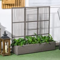 Blumenkasten mit Spalier wetterfest hoch Polyrattan grau