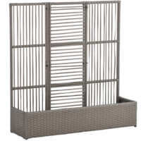 Blumenkasten mit Spalier wetterfest hoch Polyrattan grau