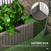Blumenkasten mit Spalier wetterfest hoch Polyrattan grau