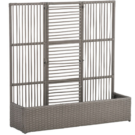 Blumenkasten mit Spalier wetterfest hoch Polyrattan grau