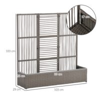 Blumenkasten mit Spalier wetterfest hoch Polyrattan grau