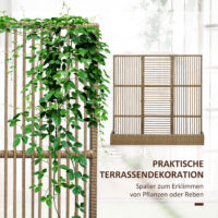 Blumenkasten mit Spalier wetterfest Polyrattan sandfarben