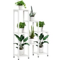 Blumenständer mit 7 Ebenen für innen und aussen aus Stahl weiss