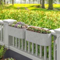 Blumentopf hängend 2er Set mit Ablauf für Balkon hellgrau