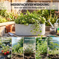 Blumentopf hängend 2er Set mit Ablauf für Balkon hellgrau