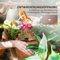 Blumentopf mit Entwässerungssystem, Hase-Design, aus MgO, Farbe Braun.