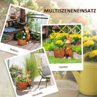 Blumentopf mit Entwässerungssystem, Hase-Design, aus MgO, Farbe Braun.