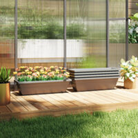 Blumentopf Set für Garten Balkon Terrasse aus Kunststoff grau