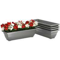 Blumentopf Set für Garten Balkon Terrasse aus Kunststoff grau