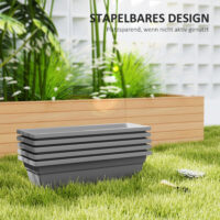 Blumentopf Set für Garten Balkon Terrasse aus Kunststoff grau