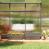 Blumentopf Set für Garten Balkon Terrasse aus Kunststoff grau