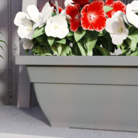 Blumentopf Set für Garten Balkon Terrasse aus Kunststoff grau
