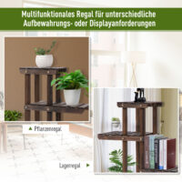 Blumentreppe mit Rollen und 6 Ebenen aus Holz braun