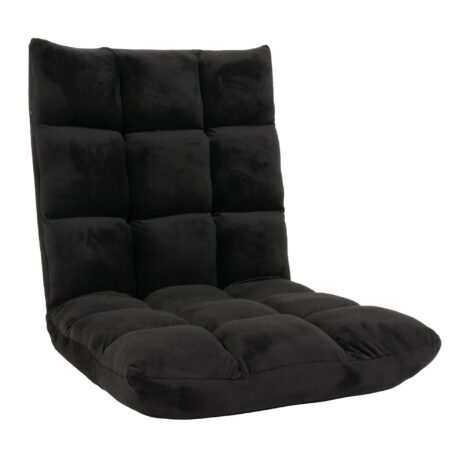 Bodensessel Relaxsessel Bodenkissen Klappsessel 6 Positionen Samt schwarz