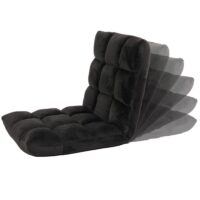 Bodensessel Relaxsessel Bodenkissen Klappsessel 6 Positionen Samt schwarz