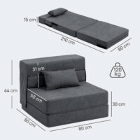 Bodensofa Schlafsofa klappbar als Matratze dunkelgrau