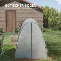 Bogen Gewächshaus mit Kunststoffabdeckung und Rolltüren weiss