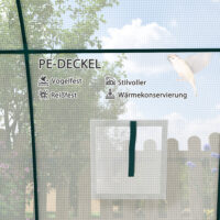 Bogen Gewächshaus mit Kunststoffabdeckung und Rolltüren weiss