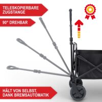 Klappbarer Bollerwagen mit stabilem Gestell in Grau.