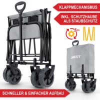 Faltbarer Bollerwagen mit 61 Liter Volumen in Schwarz für Outdoor und Garten.