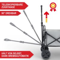 Faltbarer Bollerwagen mit 61 Liter Volumen in Schwarz für Outdoor und Garten.