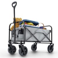 Faltbarer Bollerwagen mit 61 Liter Volumen in Schwarz für Outdoor und Garten.