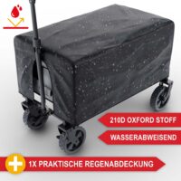 Faltbarer Bollerwagen mit 61 Liter Volumen in Schwarz für Outdoor und Garten.