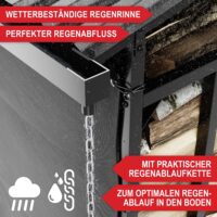 Wetterfestes Brennholzregal aus Metall, stabil und ideal zur Lagerung von Kaminholz im Freien.