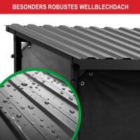 Wetterfestes Brennholzregal aus Metall, stabil und ideal zur Lagerung von Kaminholz im Freien.