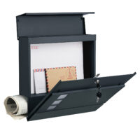 Wetterfester Briefkasten mit Zeitungshalter für Wandmontage.