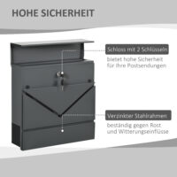 Briefkasten wetterfest mit Schloss aus Stahl grau