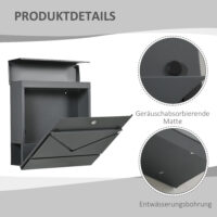 Briefkasten wetterfest mit Schloss aus Stahl grau